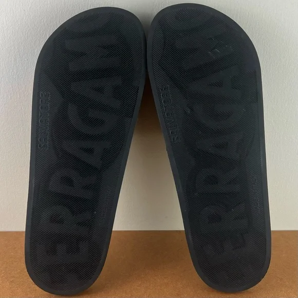 SALVATORE FERRAGAMO BLACK SLIDE SANDALS - Picture 13 of 13